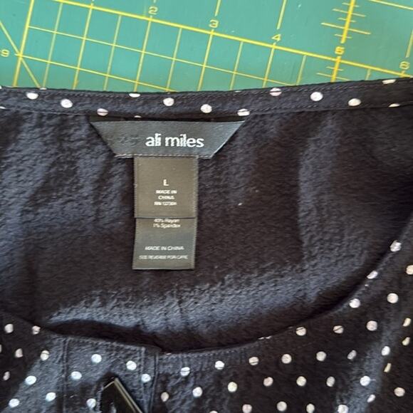 Ali Miles L Polka Dot Women's Square Button Tunic Top 3/4 Sleeves Pocket Office - Picture 3 of 5